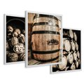 Zestaw obrazy w ramie 30x40 galeria - Wino, w, beczkach, kuchnia, restauracja - rama biała