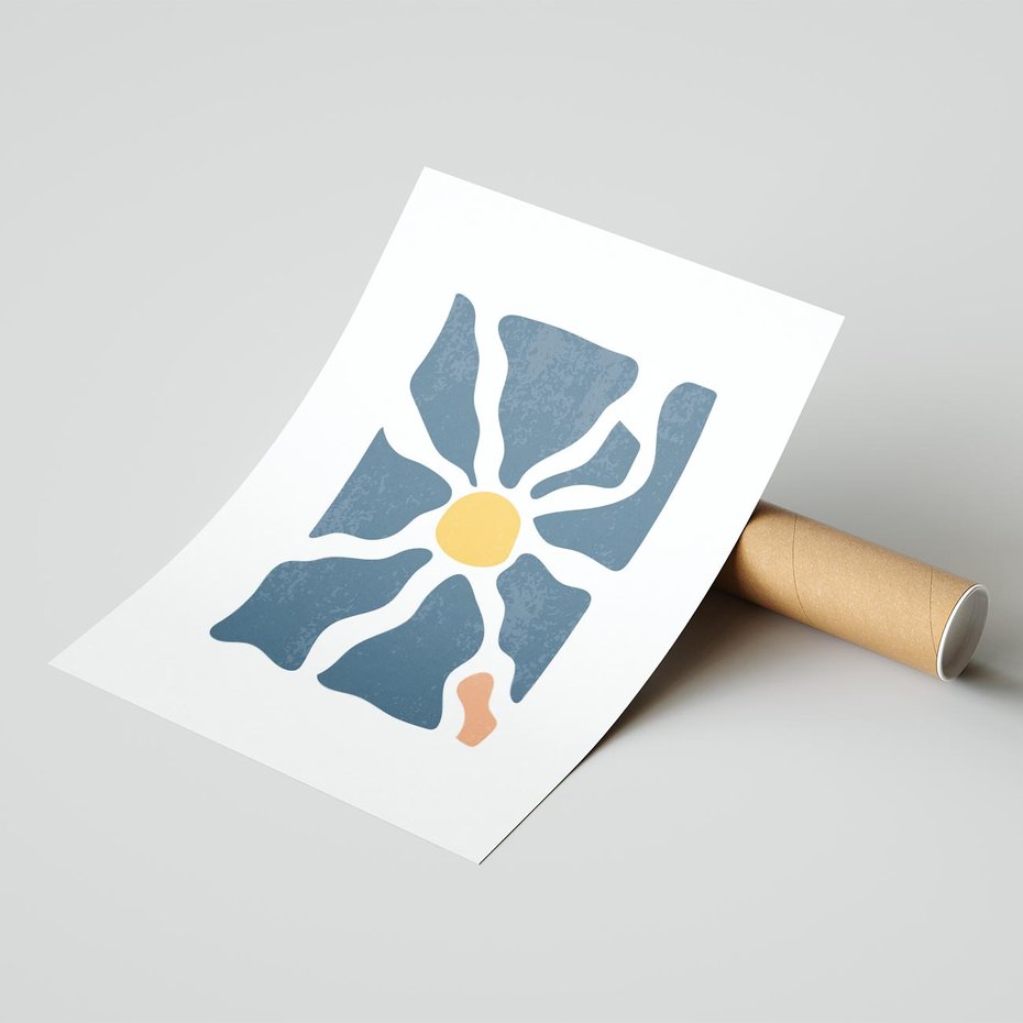 Plakat bez ramy 50x70 - Kwiatowy Rezonans - nowoczesna kwiatowa grafika, styl retro