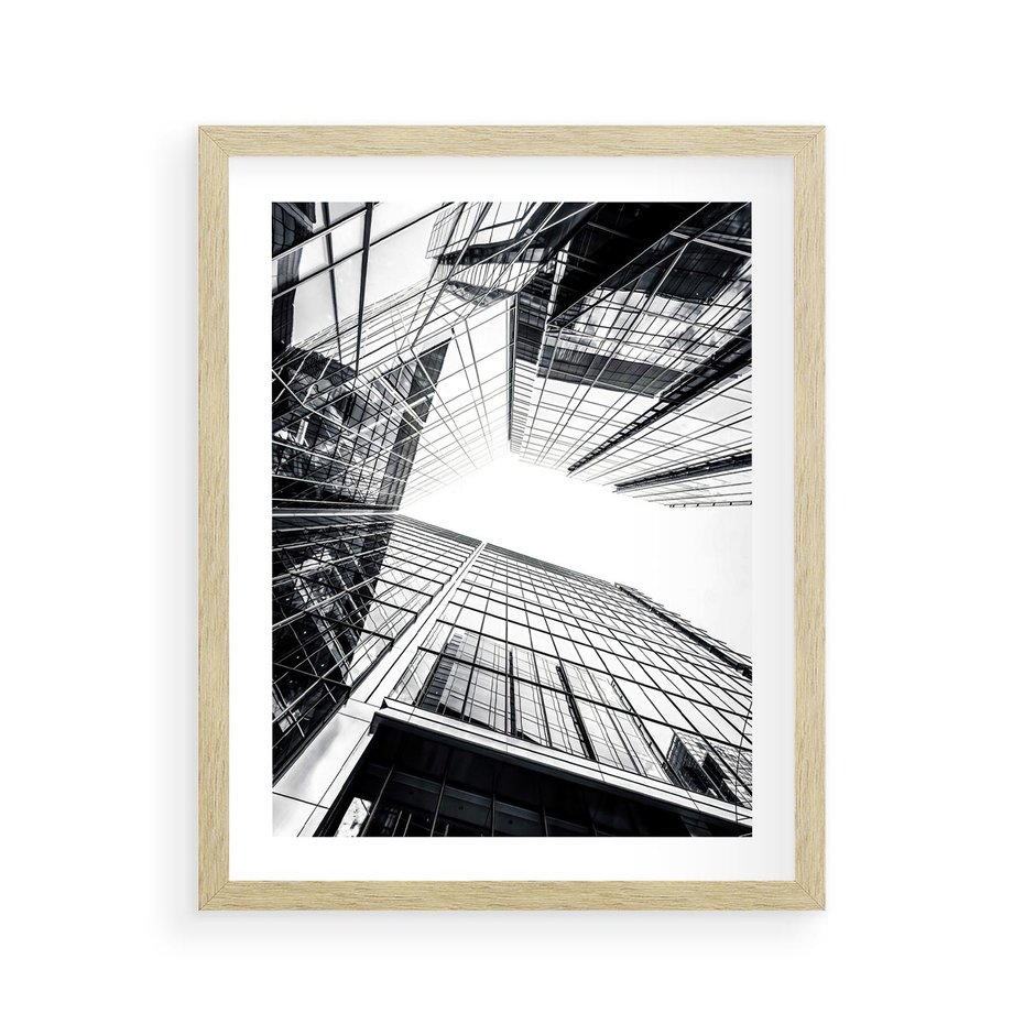 Plakat w ramie 40x50 - Wznoszący się Wysoko - architektura, wysoki wieżowiec - rama drewno