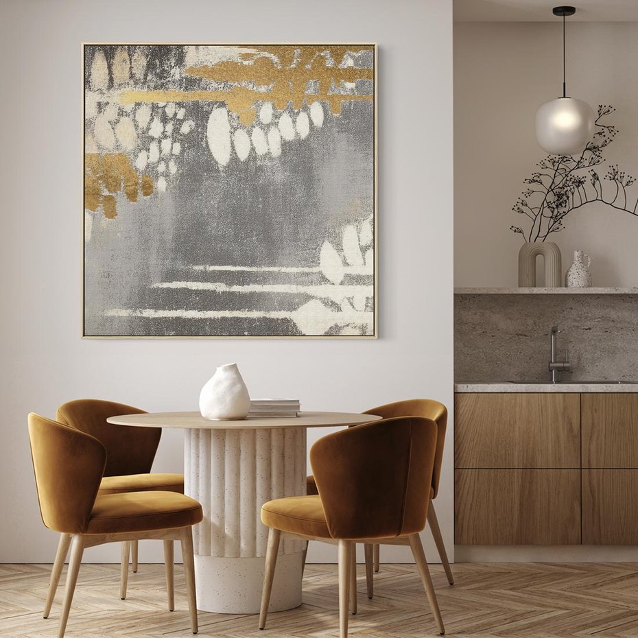 Obraz w ramie 80x80 - Malowane impresje zmysłów - abstrakcyjne plamy, linie - rama drewno