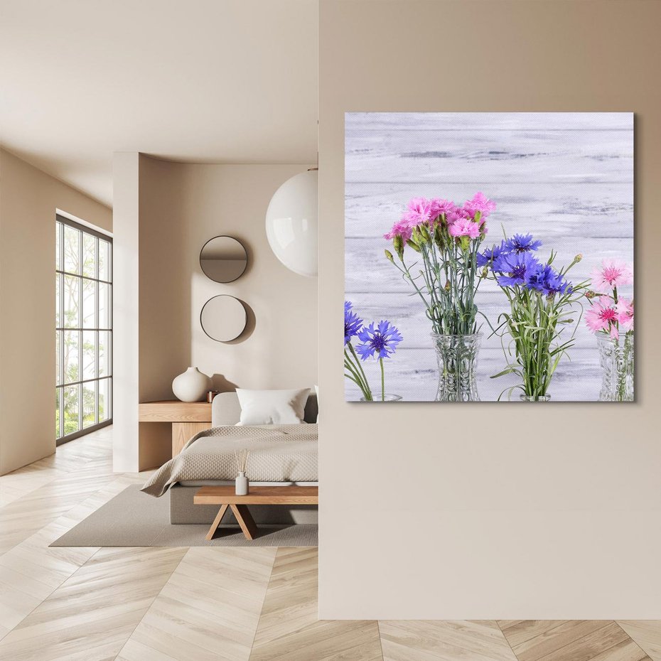 Obraz na płótnie 60x60 - Kwiatowe impresje - kwiaty,