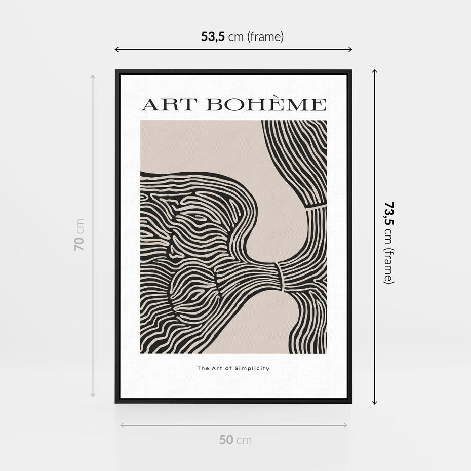 Obraz w ramie 50x70 - Wewnętrzne Zagadki Kształtów - sztuka minimalizmu, biało czarna rycina - rama czarna