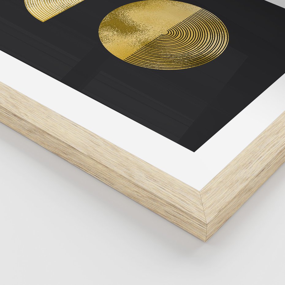 Zestaw obrazy w ramie 40x50 galeria - Złoto, minimalizm, geometryczne - rama drewno