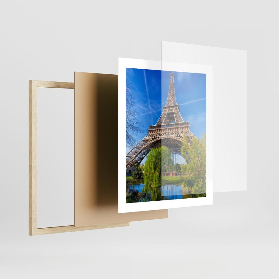 Plakat w ramie 40x50 - Wieża Eiffla w Paryżu - Eiffla, Paryż - rama drewno