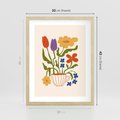 Plakat w ramie 30x40 - Kolorowe Granice - kwiaty w filizance, abstrakcja - rama drewno