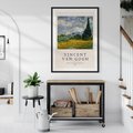 Plakat w ramie 50x70 - Pole z Cyprysami - reprodukcja obrazu, van gogh - rama czarna