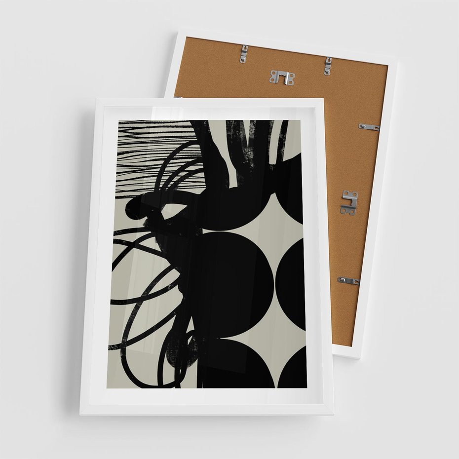 Plakat w ramie 50x70 - Modernistyczne Refleksje - abstrakcja, mroczny klimat - rama biała