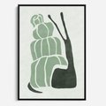 Obraz w ramie 70x100 - Zielona Równowaga - abstrakcyjny zielony ślimak, skandynawski design - rama czarna