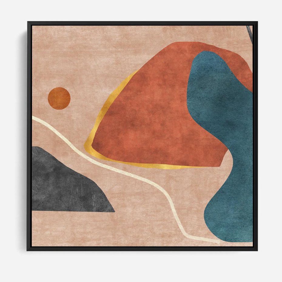 Obraz w ramie 50x50 - Miedziana Ekspresja - abstrakcyjne kształty, plamy - rama czarna