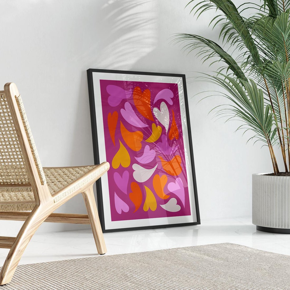 Plakat w ramie 50x70 - Podróżne Boho - wesoła grafika, serca - rama czarna