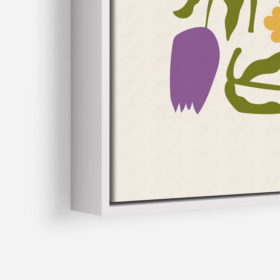 Obraz w ramie 50x70 - Minimalistyczna Harmonia - kwiaty, sztuka nowoczesna - rama biała