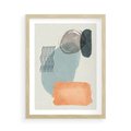 Plakat w ramie 50x70 - Kształtujące Plamy - geometryczne elementy, stonowane ziemiste kolory - rama drewno