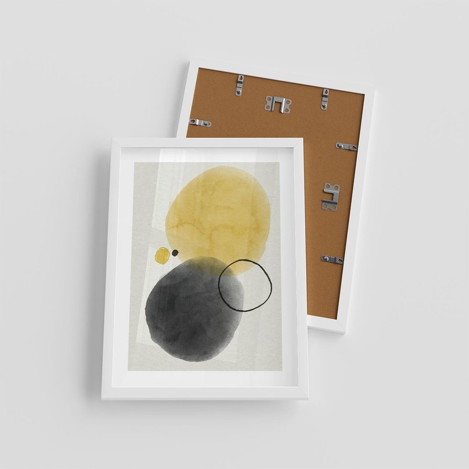 Plakat w ramie 30x40 - Pastelowa Harmonia - abstrakcja, akwarelowe plamy - rama biała