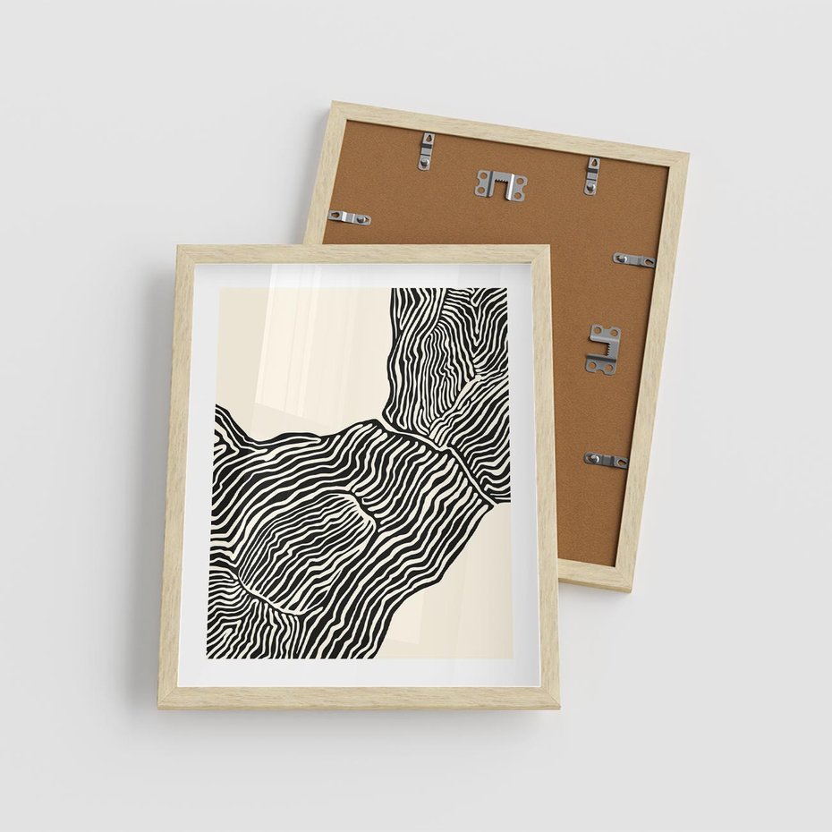 Plakat w ramie 40x50 - Podróżne Impresje - boho plakat, rycina - rama drewno