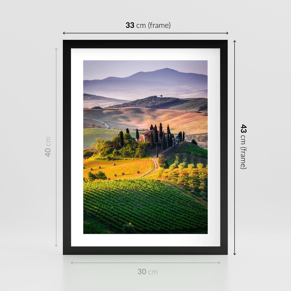 Plakat w ramie 30x40 - Pejzaż w perspektywie - pejzaż, perspektywa - rama czarna