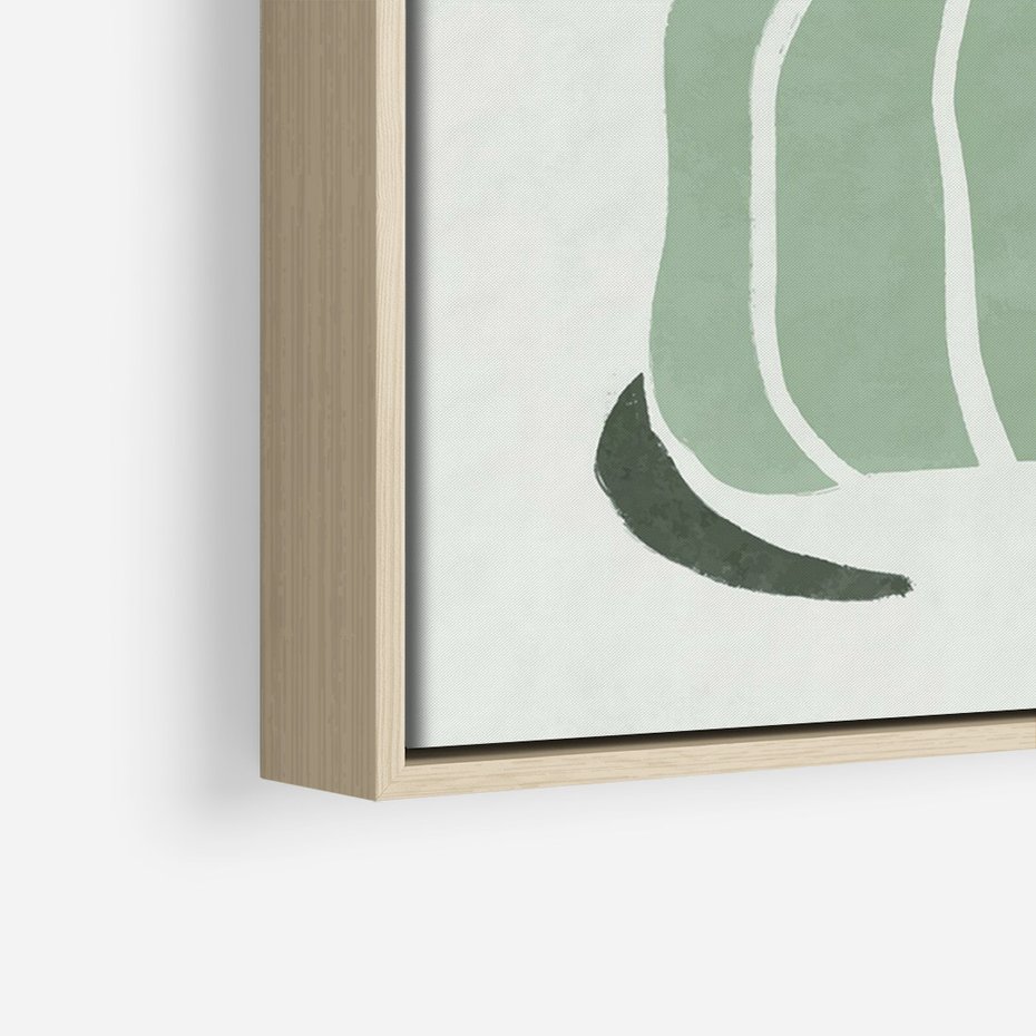 Obraz w ramie 70x100 - Zielona Równowaga - abstrakcyjny zielony ślimak, skandynawski design - rama drewno