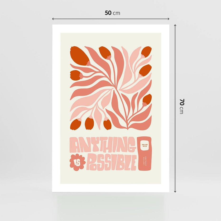 Plakat bez ramy 50x70 - Migotliwa Euforia - kompozycja w łososiowym kolorze, kwiaty