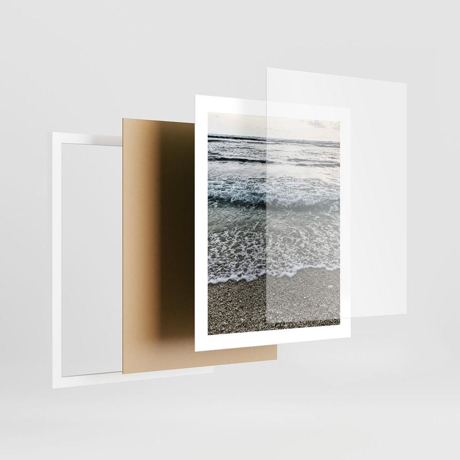 Plakat w ramie 40x50 - Spokojna Plaża - plaża, żwirek - rama biała