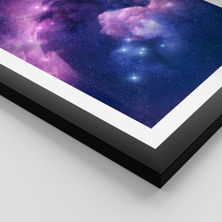 Plakat w ramie 40x50 - Mityczna podróż - kosmos, jednorożec - rama czarna