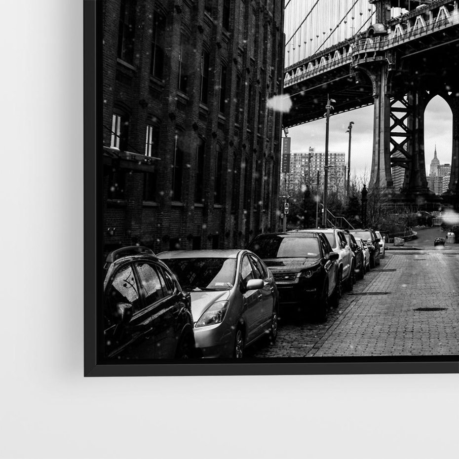 Obraz w ramie 50x50 - Ikona Miasta - Nowy Jork, most - rama czarna