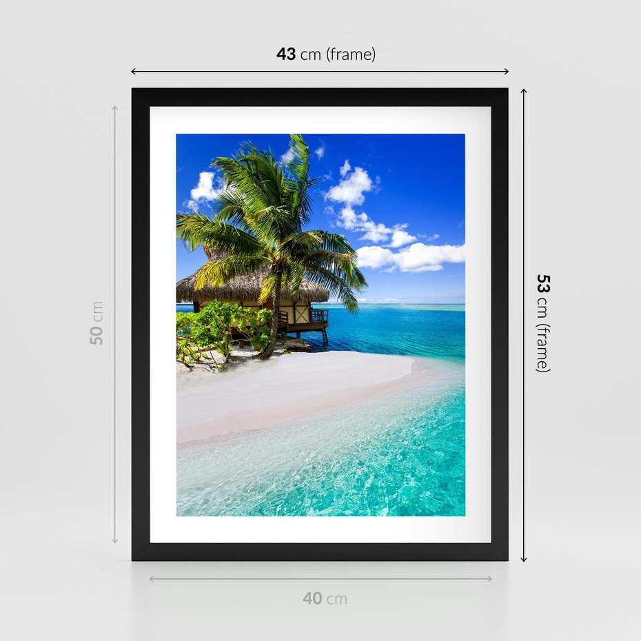 Plakat w ramie 40x50 - Zaklęte palmy tropików - palmy, ocean - rama czarna