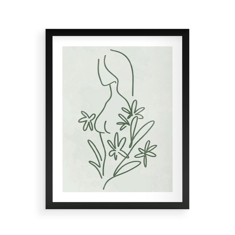 Plakat w ramie 40x50 - Odbicia Zielonego Raju - zielony odcień, abstrakcja - rama czarna