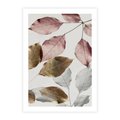 Plakat bez ramy 40x50 - Pastelowe Liście z Nutką Złota - liście, pastelowe kolory