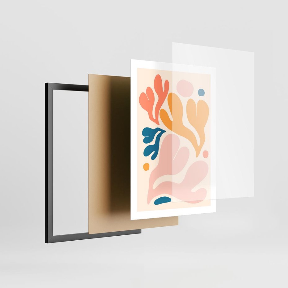 Plakat w ramie 50x70 - Granice Inspiracji - abstrakcyjne dziwne formy, nowoczesny plakat - rama czarna