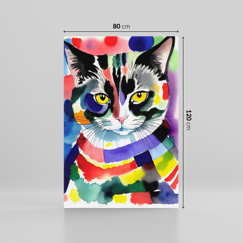 Obraz na płótnie 80x120 - Koci Przyjaciel - abstrakcyjny obraz, akwarela