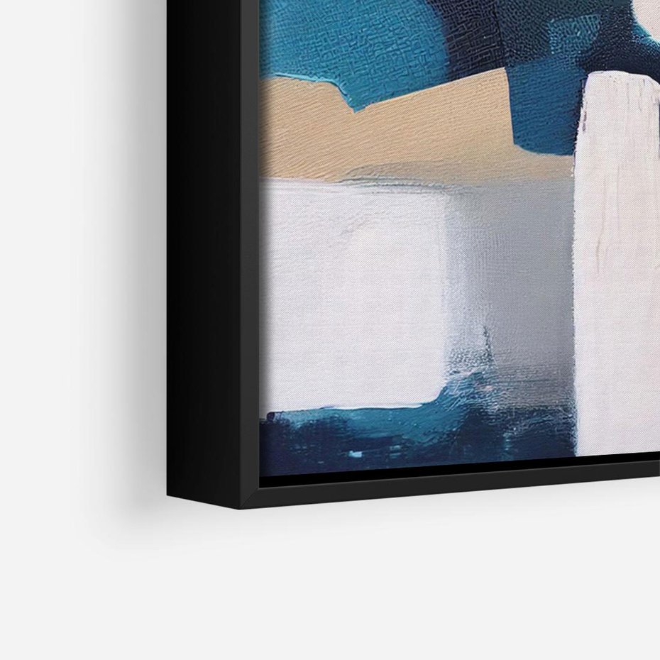 Obraz w ramie 70x50 - Turkusowe Maźnięcia - obraz, abstrakcja - rama czarna