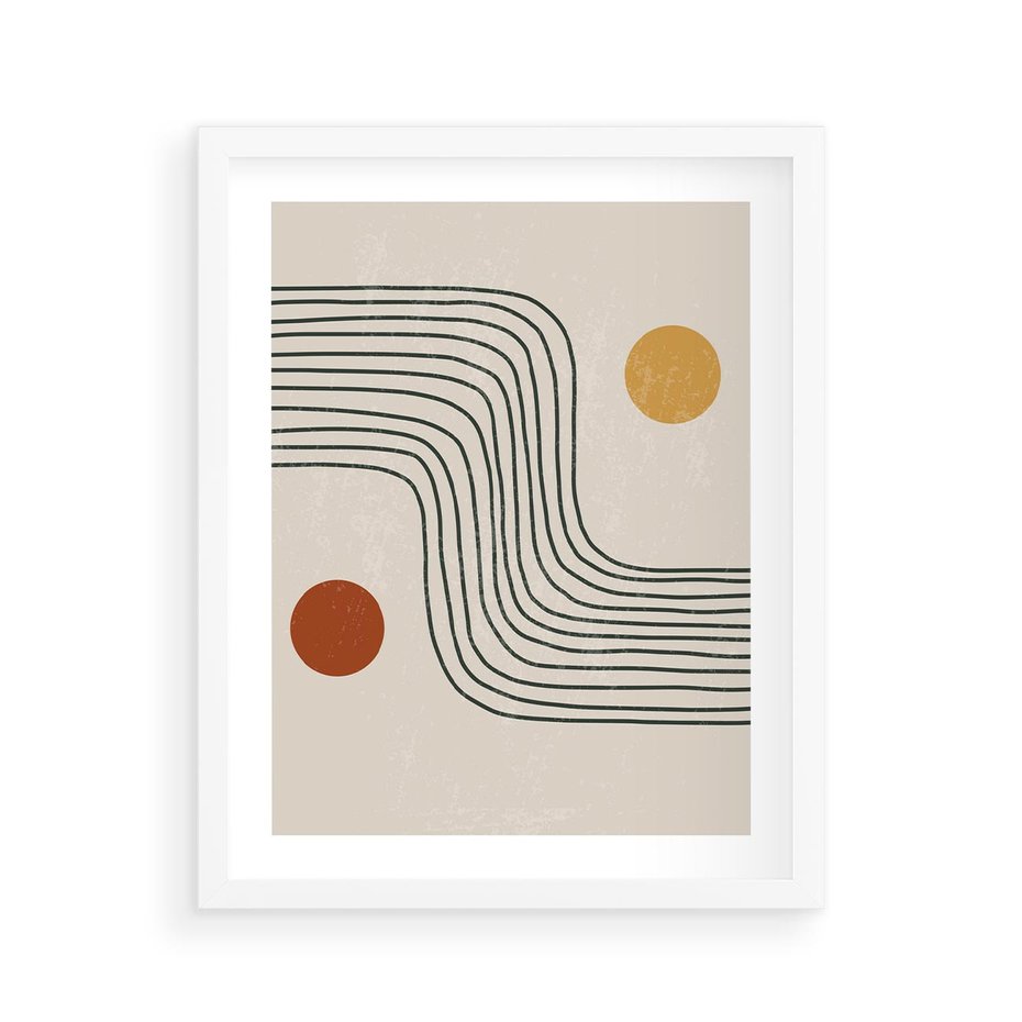 Plakat w ramie 40x50 - Czysta Refleksja - abstrakcyjna sztuka, boho kształty - rama biała