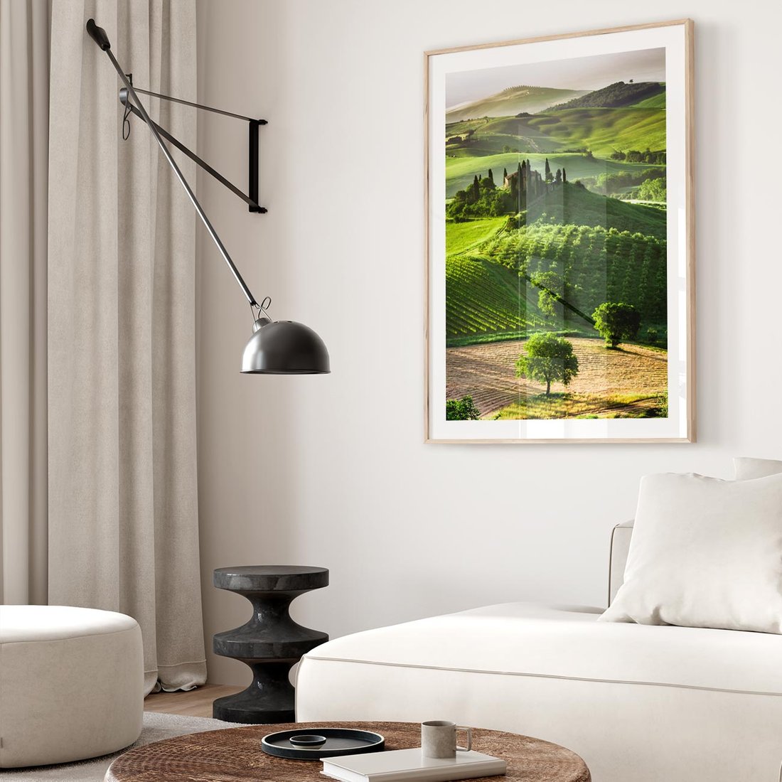 Plakat w ramie 40x50 - Prowansja: malownicze winnice w kraju Włoch - Prowansja, Włochy - rama drewno