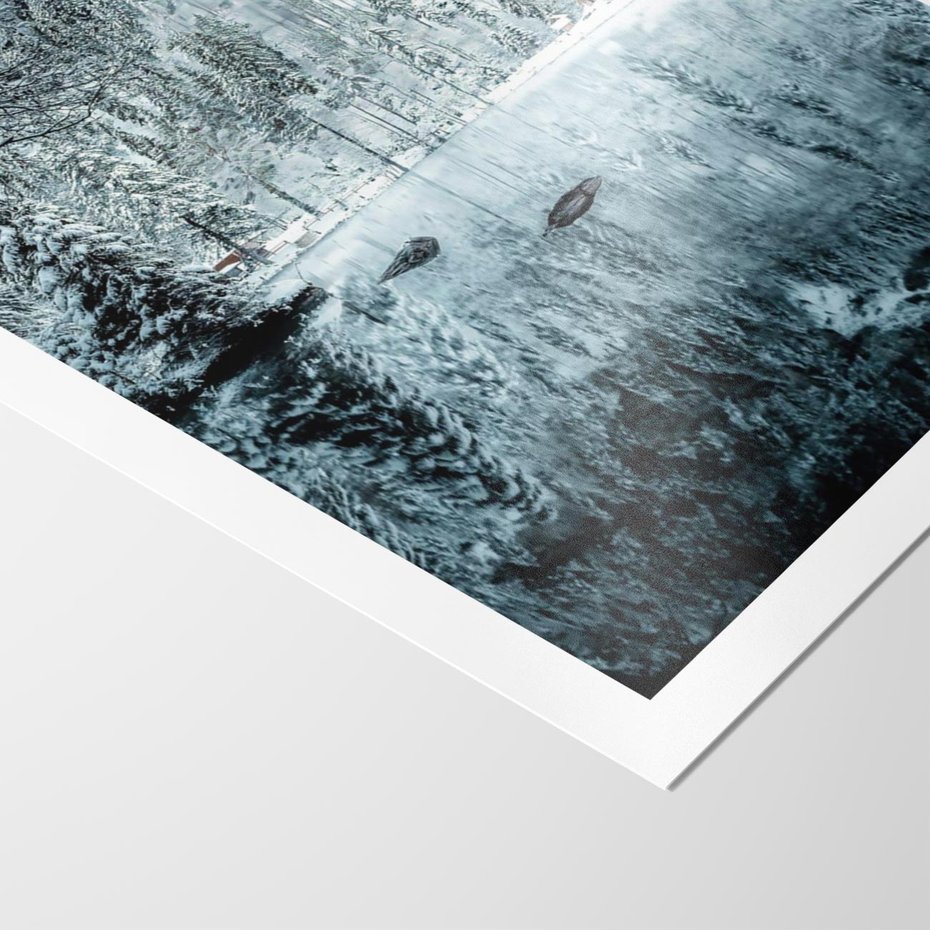 Plakat bez ramy 30x40 - Zimowy Raj - zimowy górski krajobraz, jezioro w górach