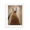 Plakat w ramie 50x70 - Schody Wymiarów - schody, tunel - rama biała