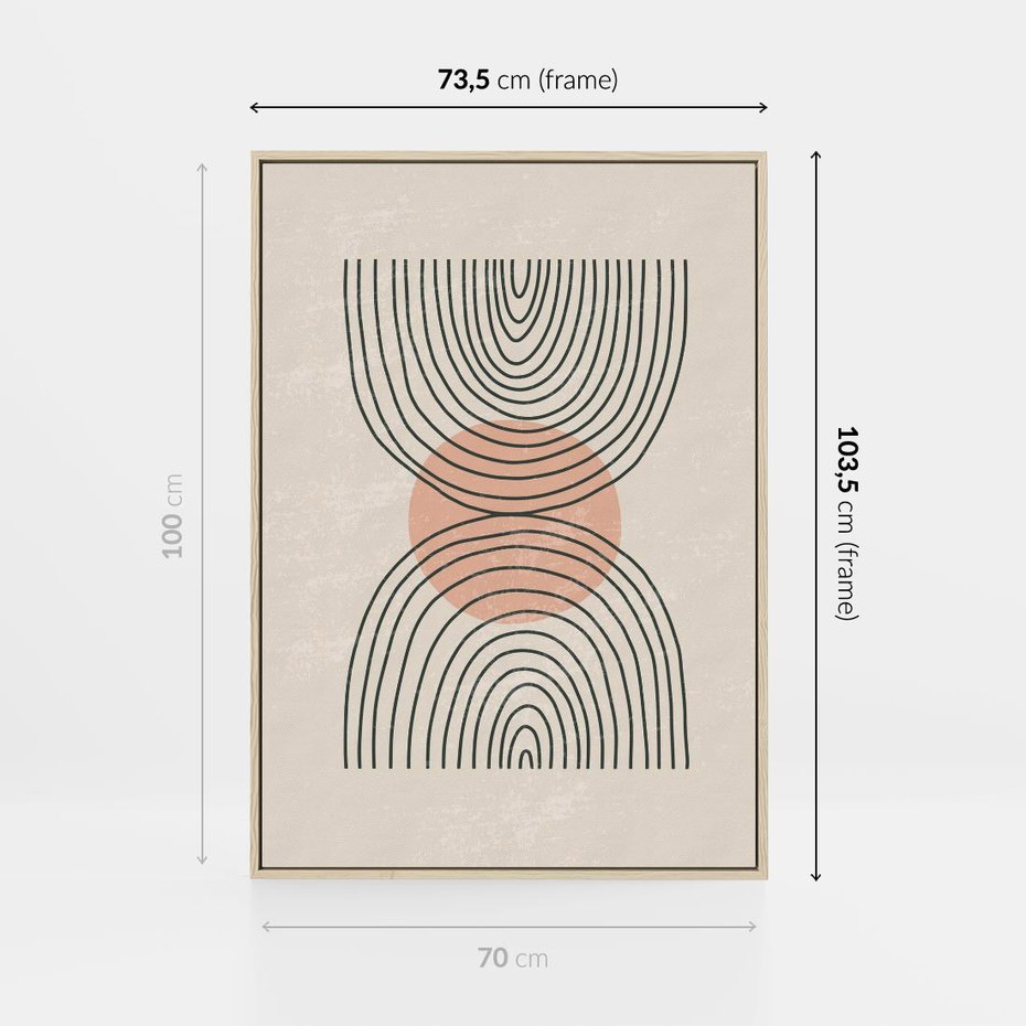 Obraz w ramie 70x100 - Nowy Rytuał - abstrakcyjna sztuka, boho kształty - rama drewno