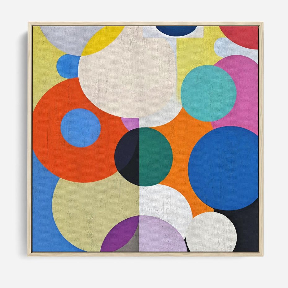 Obraz w ramie 80x80 - Tajemnicze Odbicia Czasu - abstrakcyjne geometryczne kształty, olejny obraz - rama drewno