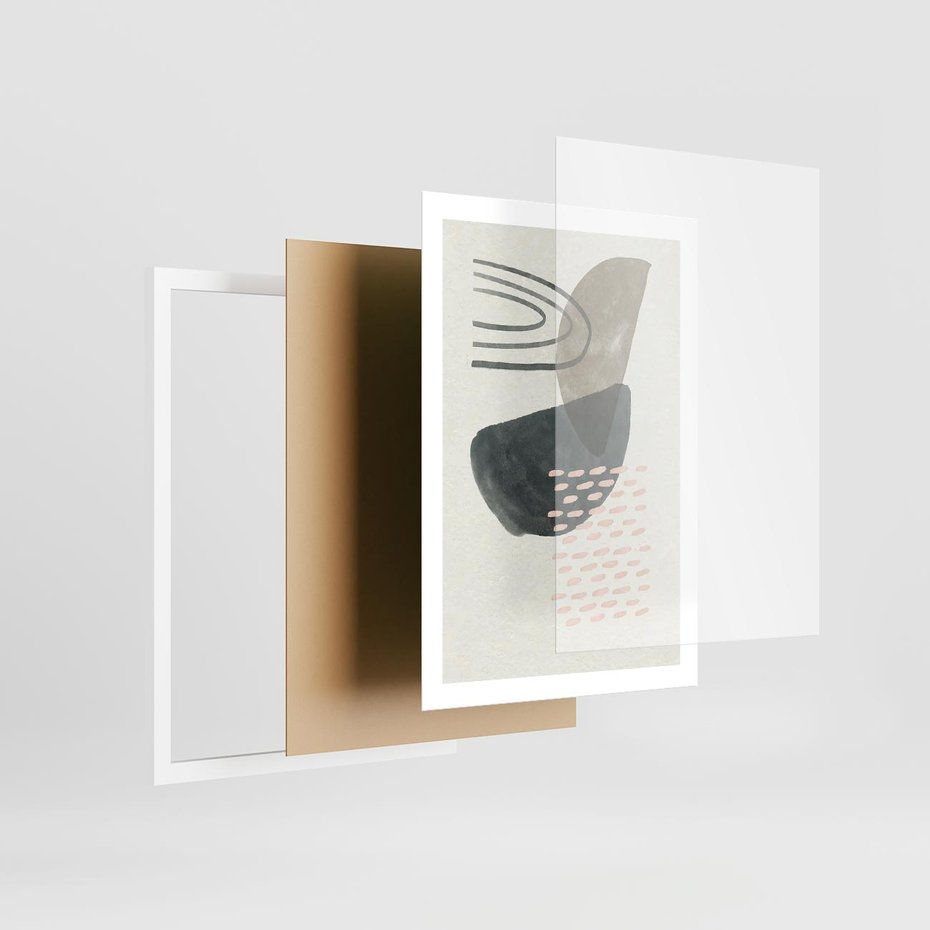 Plakat w ramie 50x70 - Geometria w Beżowych Odcieniach - abstrakcja, geometria - rama biała