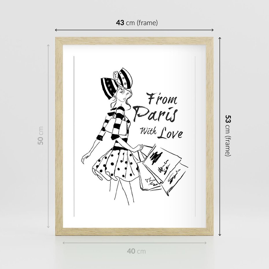 Plakat w ramie 40x50 - Paryż - Miasto Romantycznej Grafiki - Paryż, Paris - rama drewno
