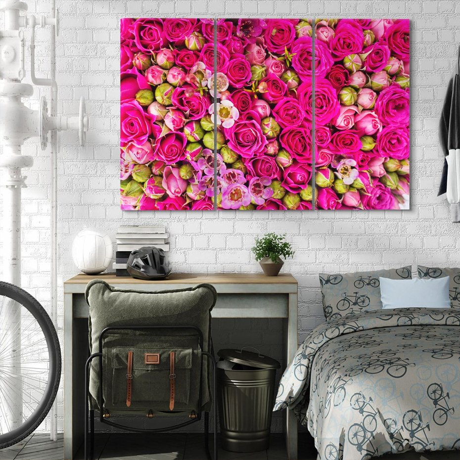 Obraz na płótnie 120x80 - Kwiatowa symfonia róż - róże, kwiaty