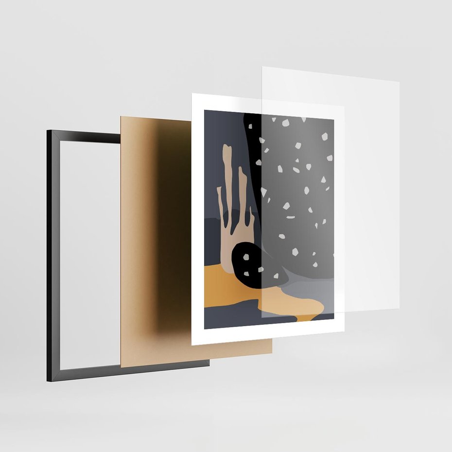 Plakat w ramie 40x50 - Formy Szarości - ciemny, mroczny plakat - rama czarna