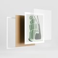 Plakat w ramie 40x50 - Zielona Równowaga - abstrakcyjny zielony ślimak, skandynawski design - rama biała