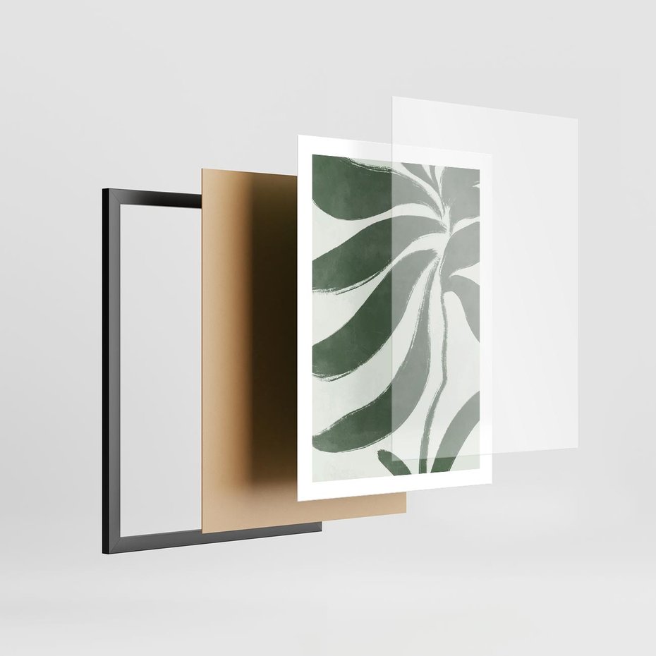 Plakat w ramie 50x70 - Zieleń Wewnętrznego Spokoju - zielony plakat, roślinne inspiracje - rama czarna