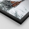 Zestaw obrazy w ramie 40x50 galeria - Las, zima, domki, śnieg - rama czarna