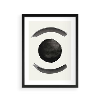Plakat w ramie 30x40 - Bezczasowe Echo - abstrakcyjne plamy okręgi, akwarelowe - rama czarna