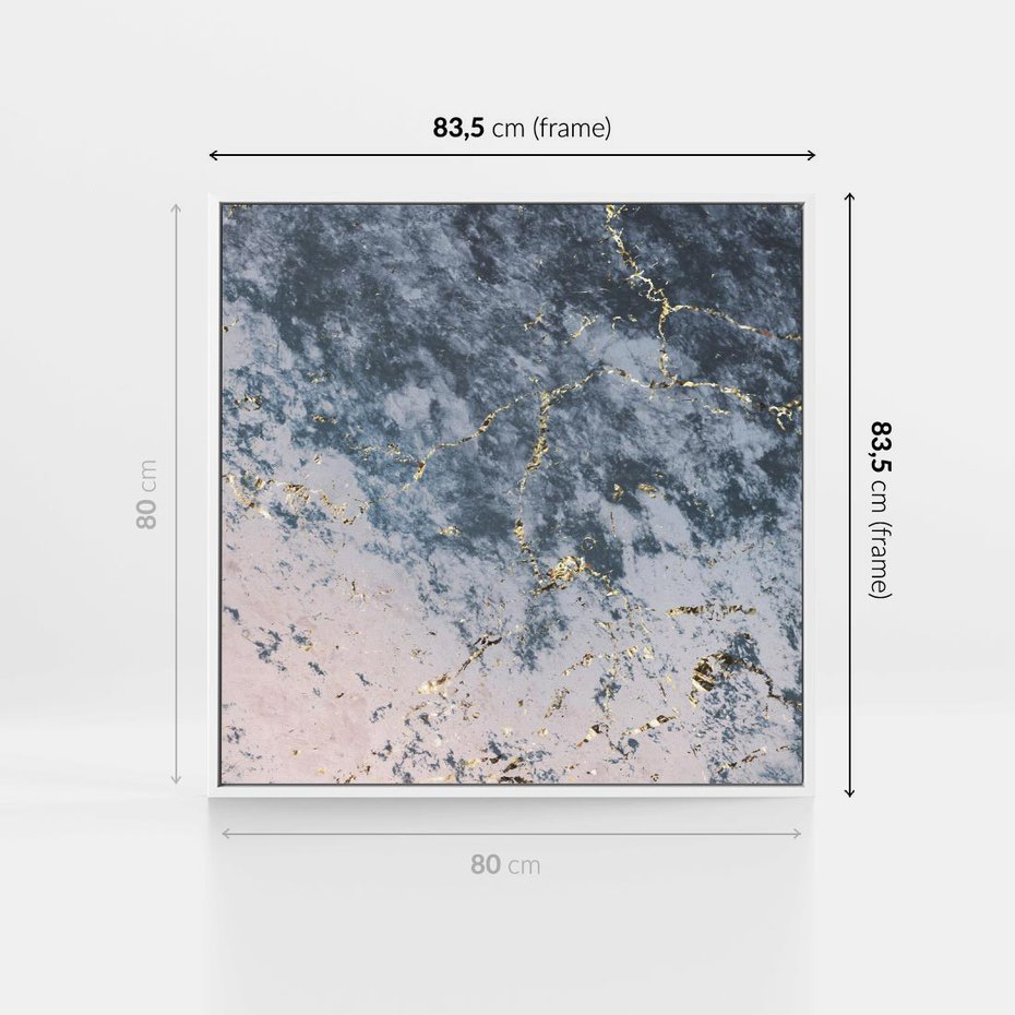 Obraz w ramie 80x80 - Elegancja i Wyrafinowanie - marmur, złoto - rama biała