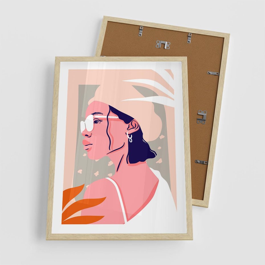 Plakat w ramie 50x70 - Kobieca Esencja - nowoczesny plakat, styl retro - rama drewno