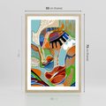 Plakat w ramie 50x70 - Wibracje Kształtów - abstrakcyjny portret kobiety, twarz - rama drewno