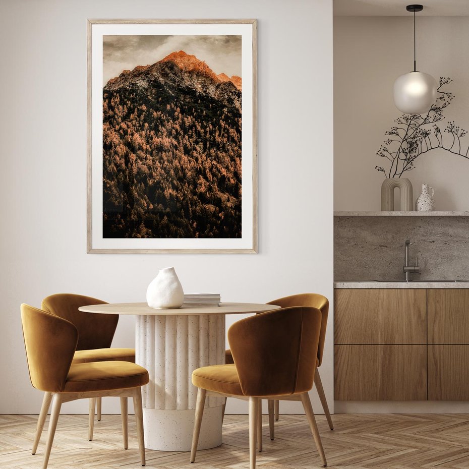 Plakat w ramie 40x50 - Jesienna Godzina w Górach - góry, las w górach - rama drewno