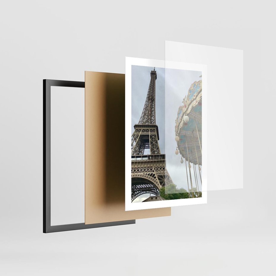 Plakat w ramie 50x70 - Delikatność kolorów - wieża, Eiffla - rama czarna