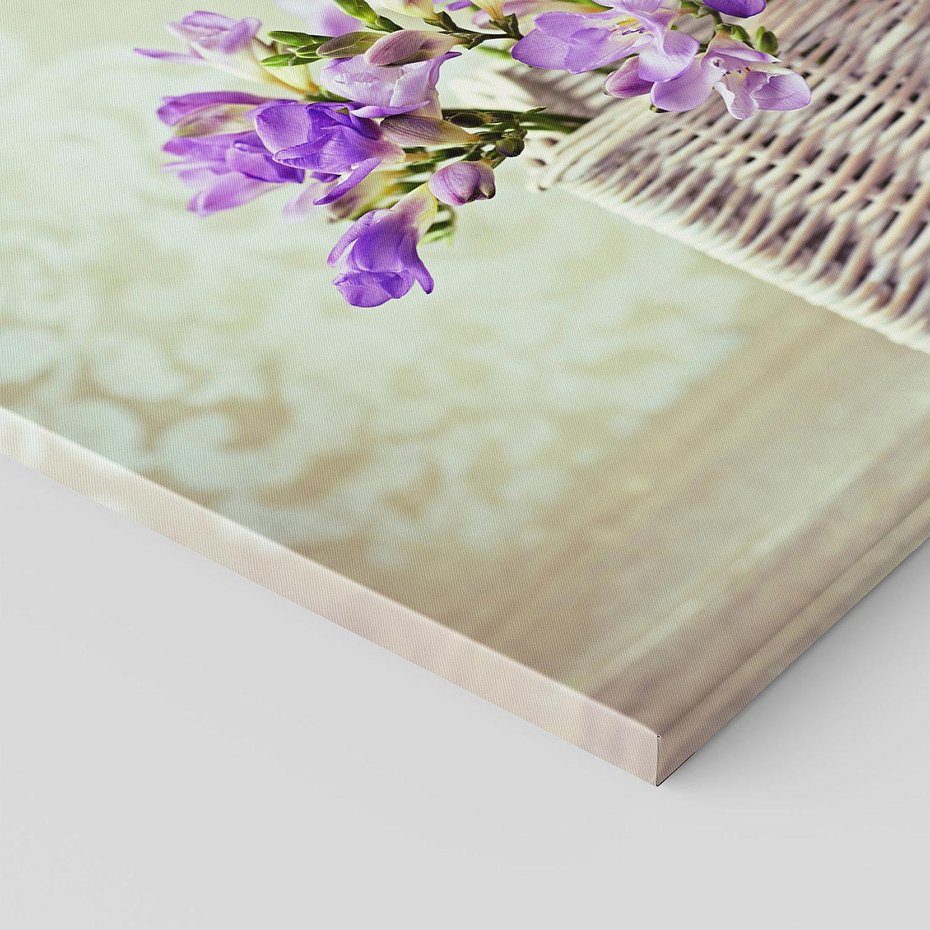 Obraz na płótnie 50x50 - Kwiatowy koszyk - kwiaty, koszyk